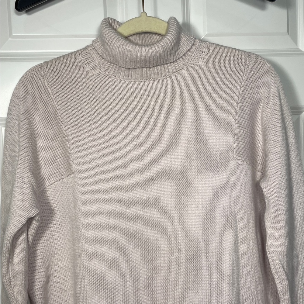 Athleta Bedford Turtleneck Sweater Size XS Wool Cashmere High Low Mock Neck Pink - Picture 4 of 14